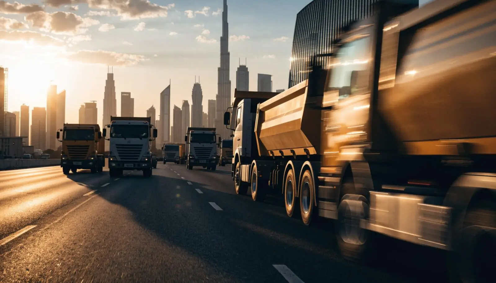 Truck fleet on Sheikh Zayed Road, Dubai